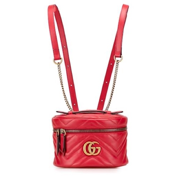 Authentic Gucci Red Marmont Vanity Quilted Mini Bag